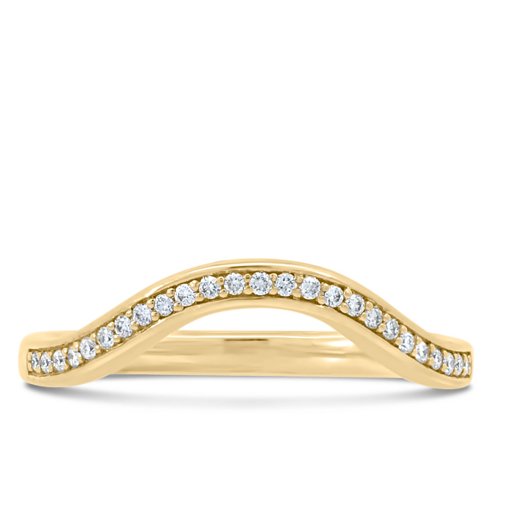 Curved Lab Created Diamond Wedding Band with .10 Carat TW in 14kt Yellow Gold