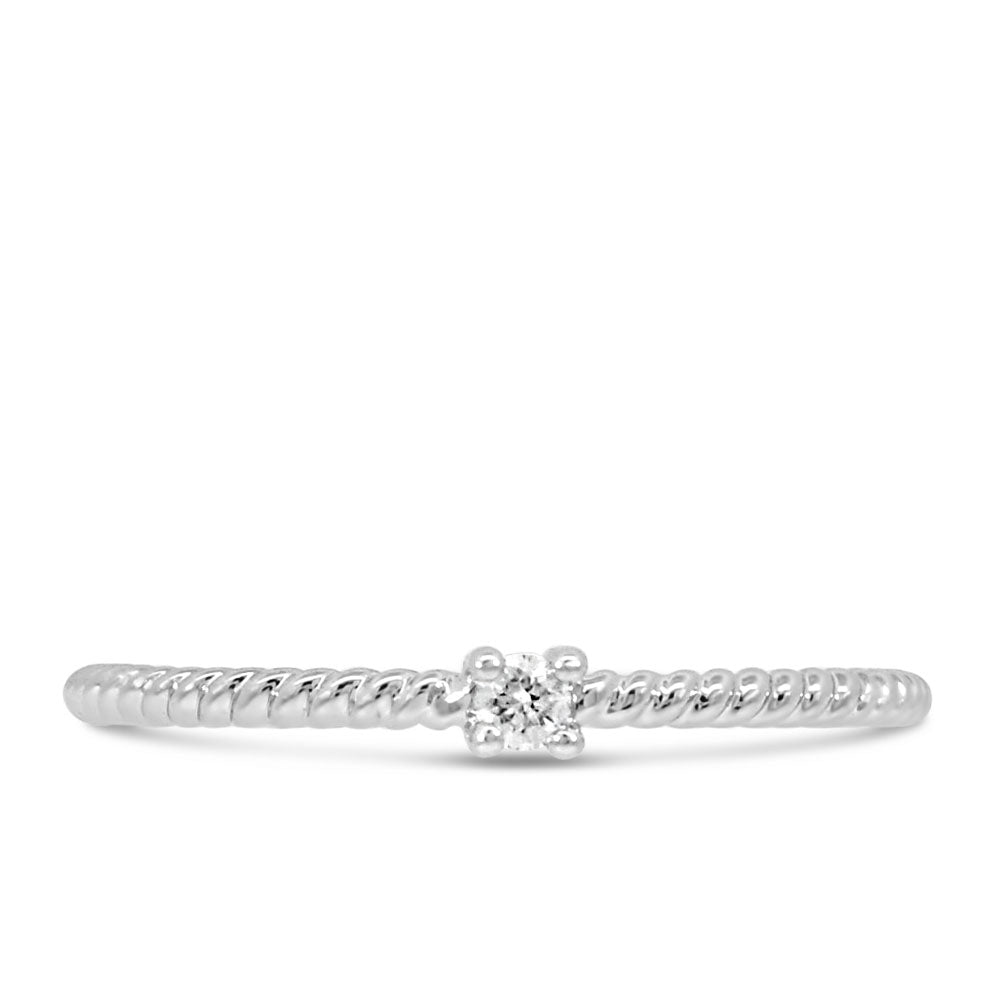 Stackable Ring with .05 Carat TW of Diamonds in 10kt White Gold