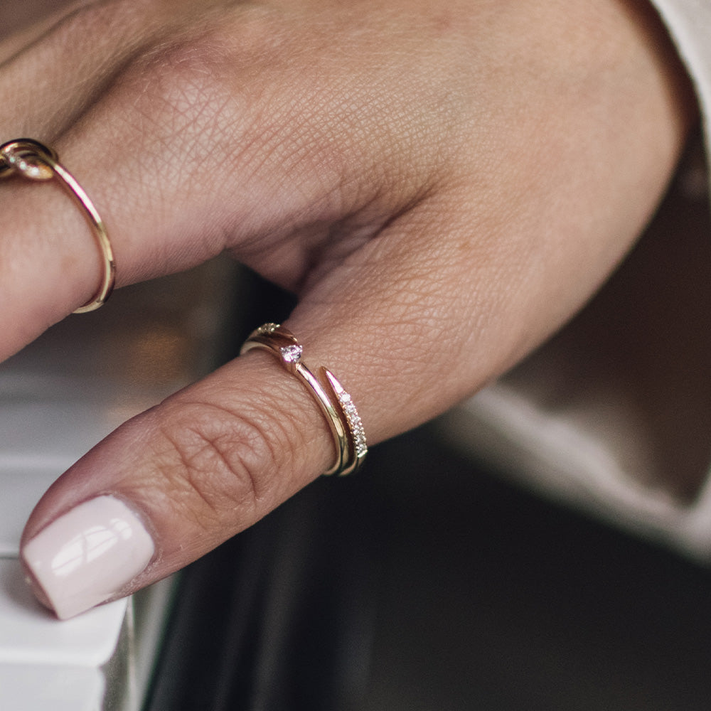 Open Stacking Band with .12 Carat TW of Diamonds in 14kt Yellow Gold
