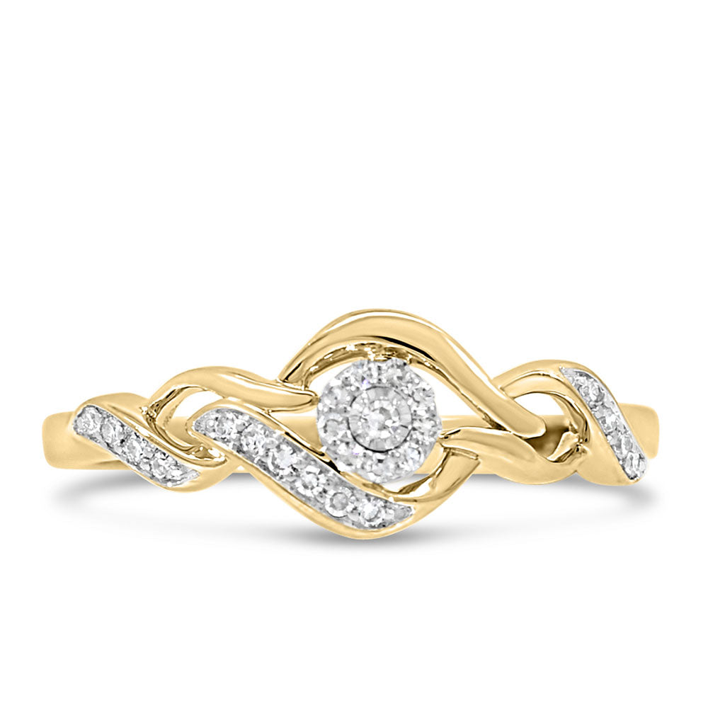 Twisted Ring with .10 Carat TW of Diamonds in 10kt Yellow Gold