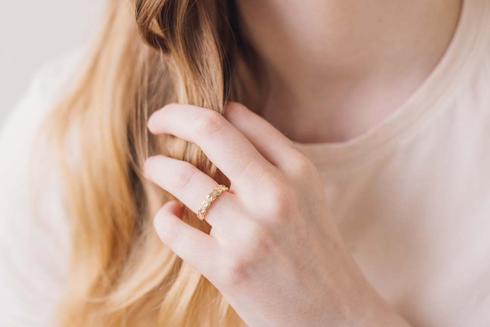 Stackable Ring with .03 Carat TW of Diamonds in 10kt Yellow Gold