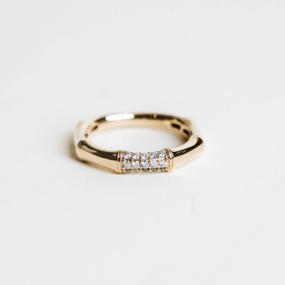 Pavé Interval Ring with .16 Carat TW of Diamonds in 10KT Yellow Gold
