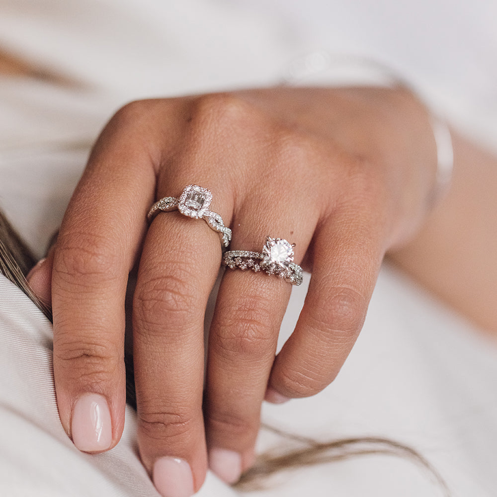 Willow Engagement Ring with 1.00 Carat TW of Lab Created Diamonds in 14kt White Gold