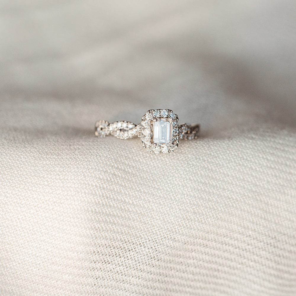 Willow Engagement Ring with 1.00 Carat TW of Lab Created Diamonds in 14kt White Gold