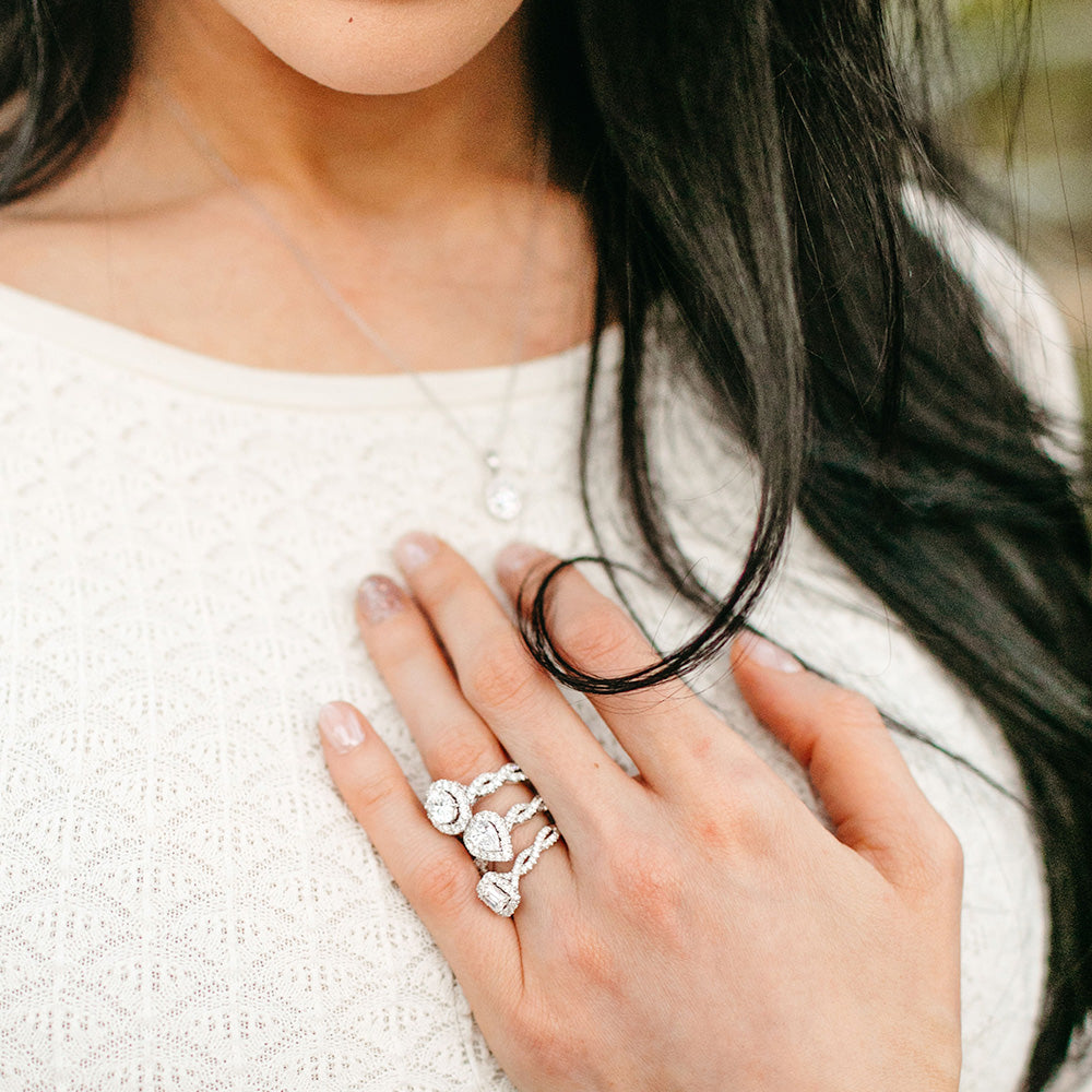 Willow Engagement Ring with 1.00 Carat TW of Lab Created Diamonds in 14kt White Gold