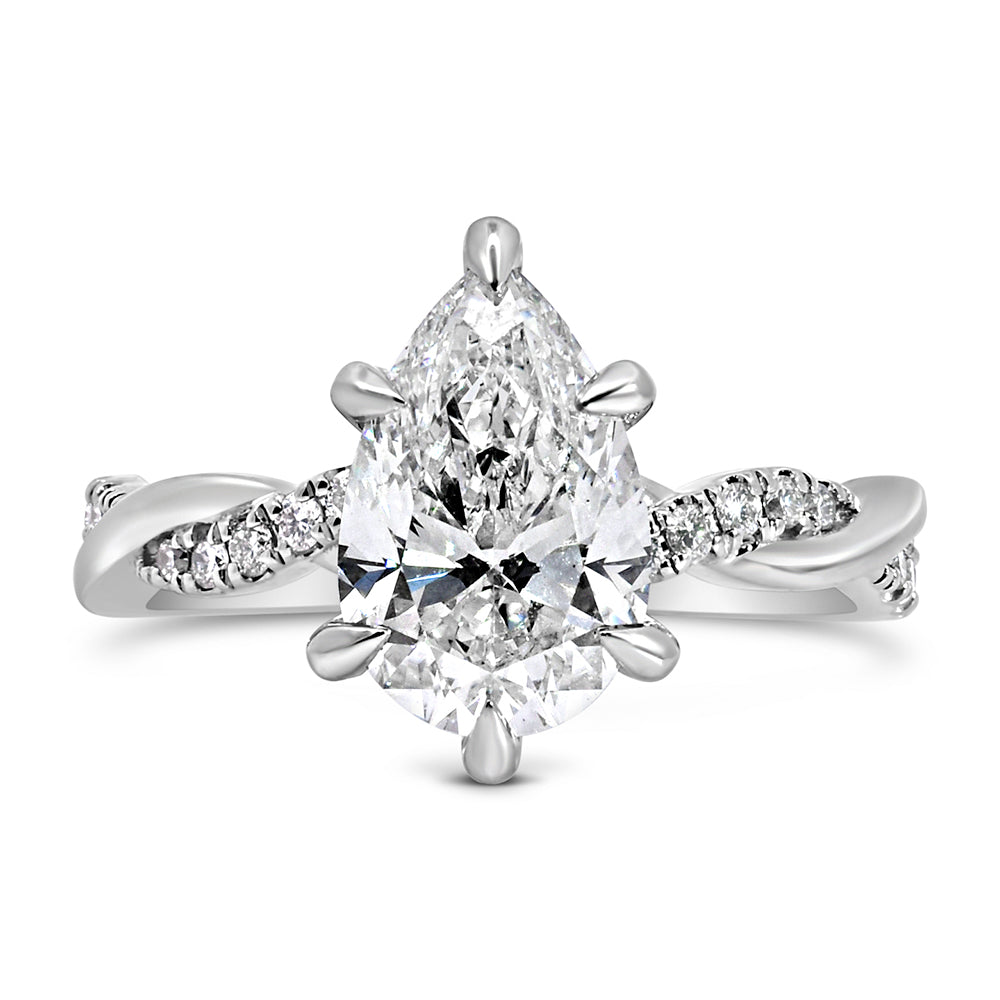 Pear Shaped Engagement Ring with 2.80 Carat TW of Lab Created Diamonds in 14kt White Gold