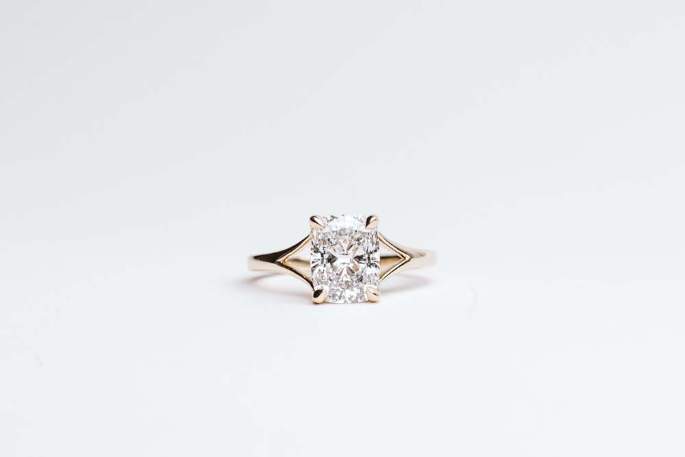 Elongated Cushion Cut Engagement Ring