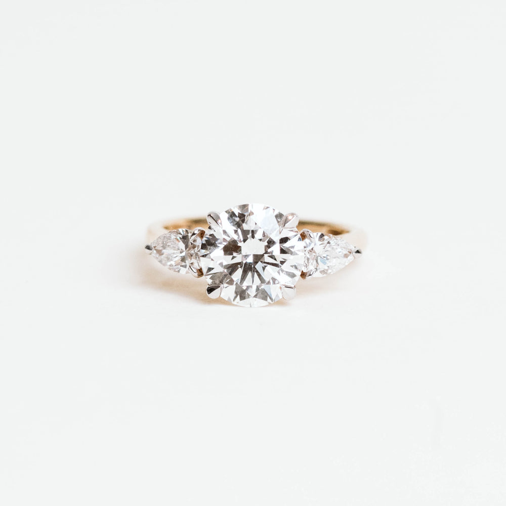 Round Engagement Ring with 3.80 Carat TW Lab Created Diamonds in 14KT Yellow Gold