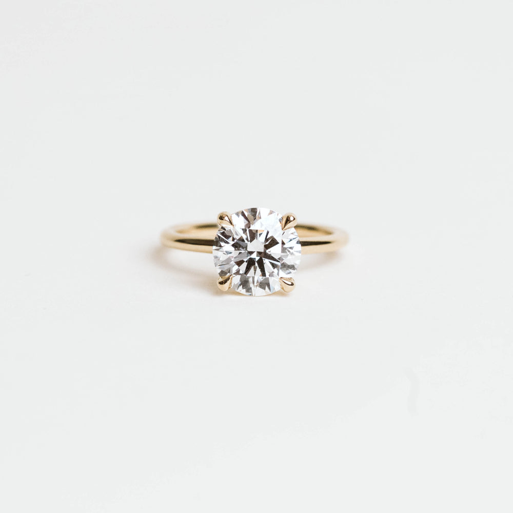 Round Engagement Ring with 3.00 Carat Lab Created Diamond in 14KT Yellow Gold