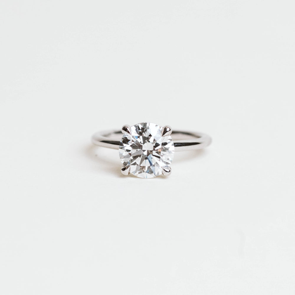 Round Engagement Ring with 3.00 Carat Lab Created Diamond in 14KT White Gold