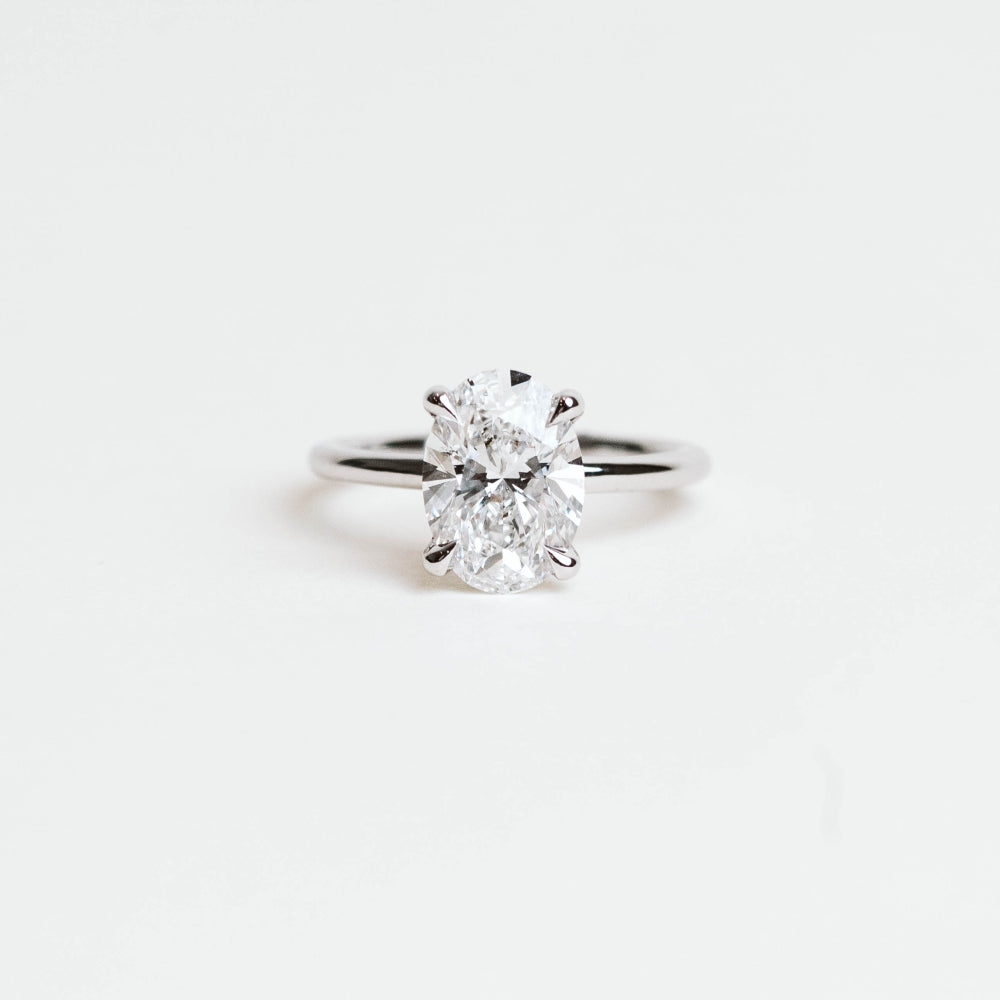 Oval Engagement Ring with 3.00 Carat Lab Created Diamond in 14KT White Gold