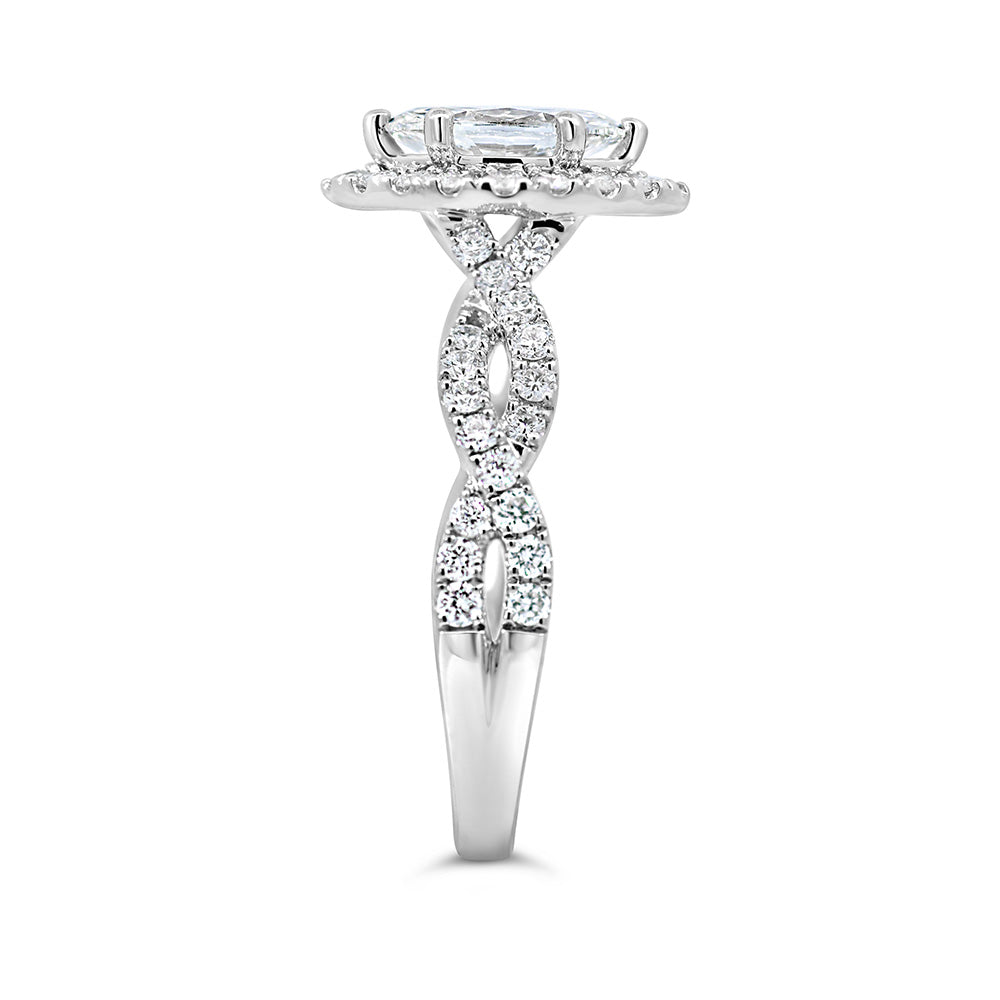 Halo Marquise Engagement Ring with 1.50 Carat TW of Lab Created Diamonds in 14kt White Gold