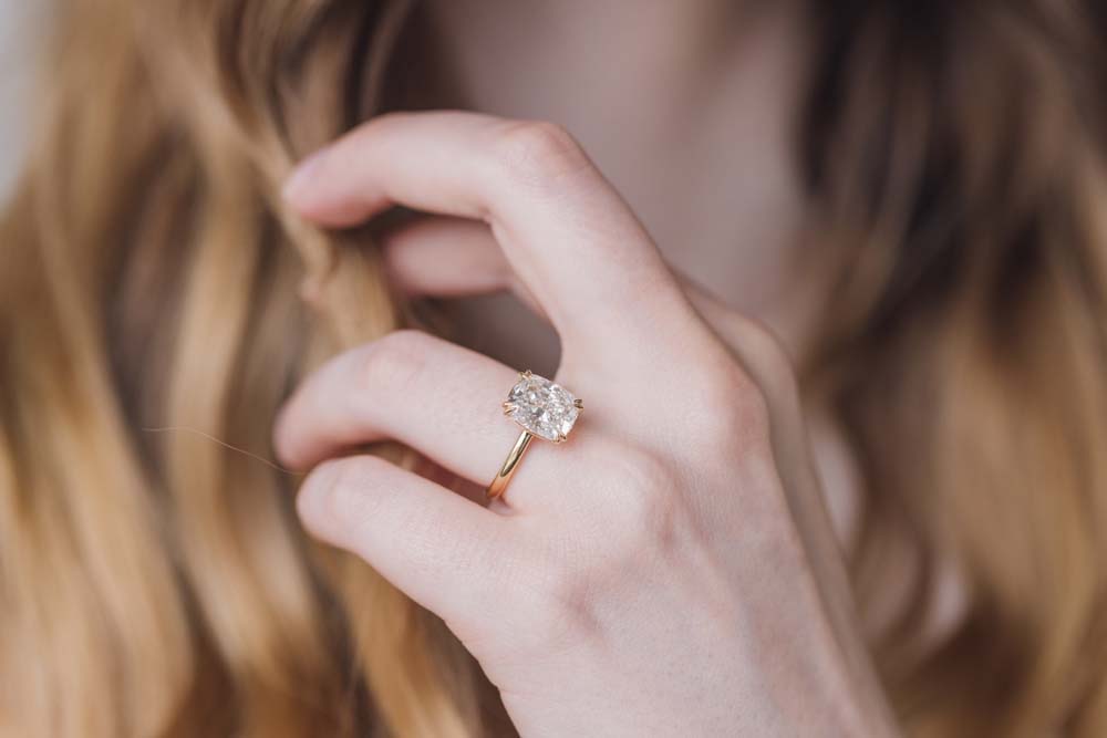 Cushion Cut Engagement Ring with 4.00 Carat TW Lab-grown Diamond in 14kt Yellow Gold