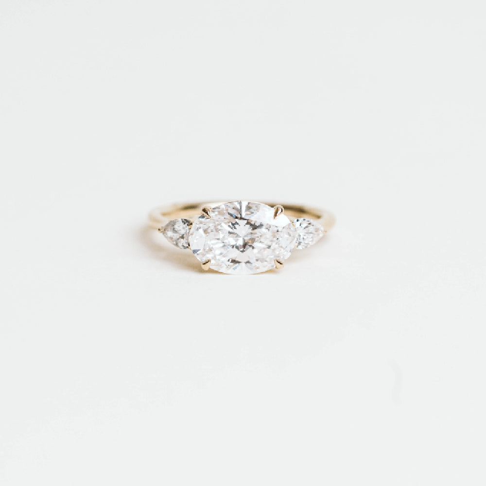Oval Engagement Ring with 3.10 Carat TW Lab Created Diamonds in 14KT Yellow Gold