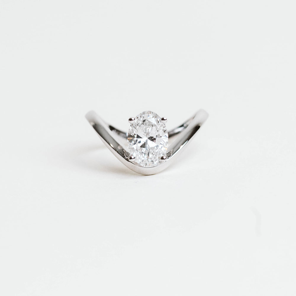 Oval Engagement Ring with 1.50 Carat Lab Created Diamond in 14KT White Gold