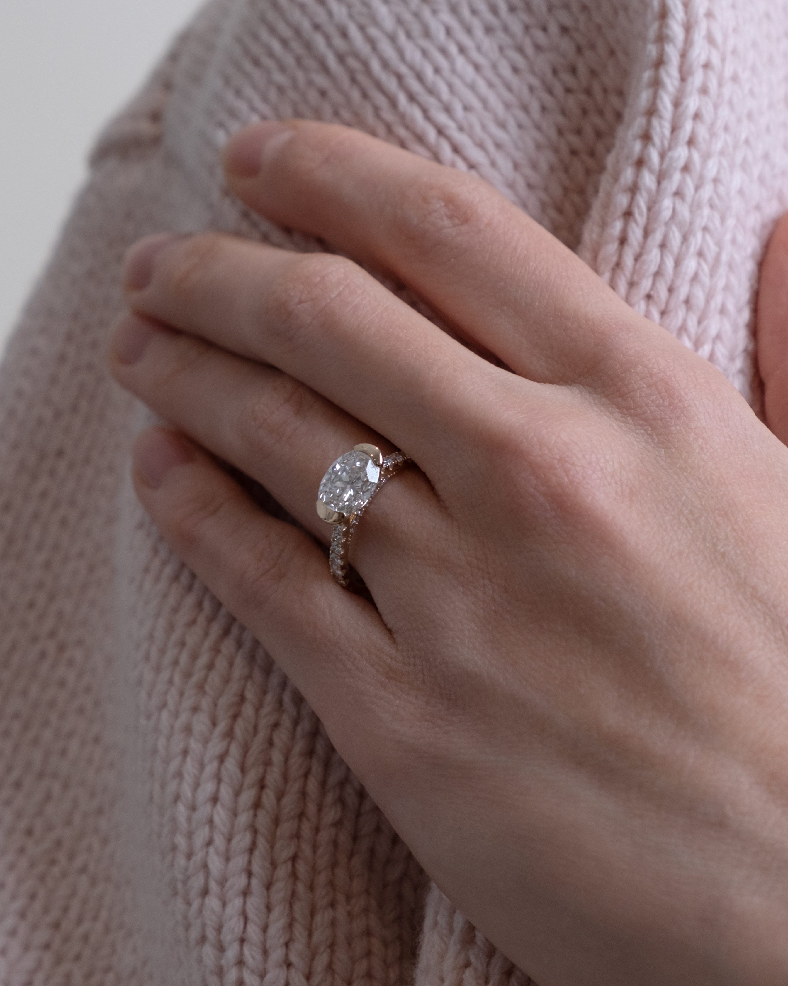 Oval Pave Engagement Ring with 2.52 Carat TW of Lab Created Diamonds in 14kt Yellow Gold