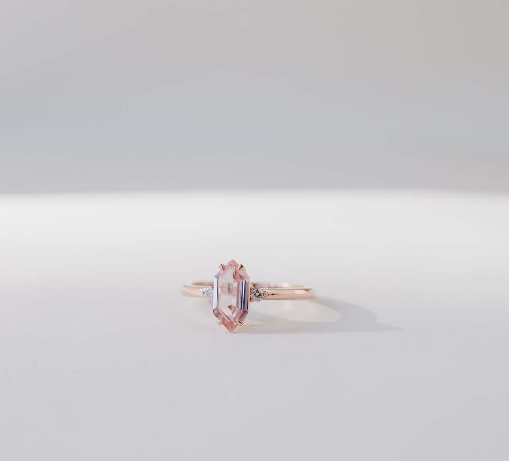 Elongated Hexagon Morganite and diamond