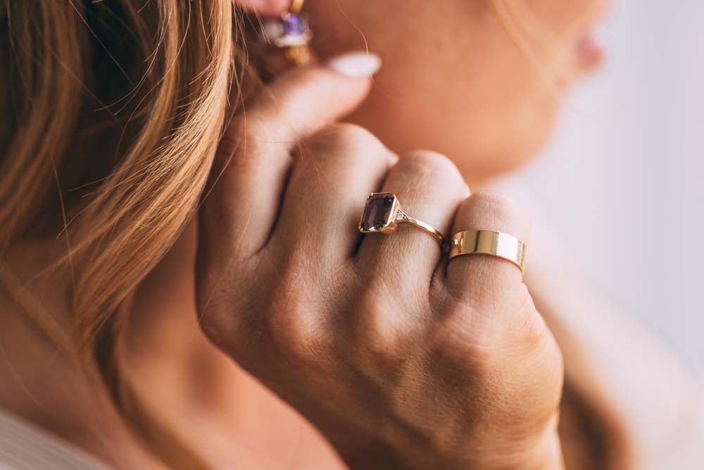 Diamond and Ametrine Ring