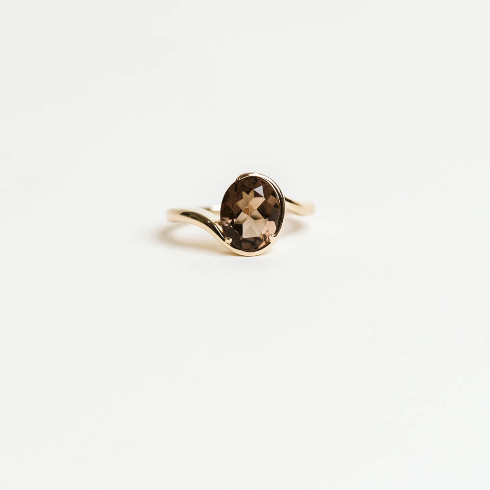 Smoky Quartz Ring in 14KT Yellow Gold