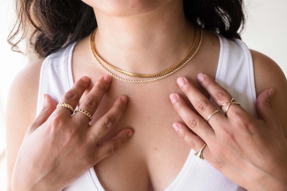16"+2" 4MM Open Herringbone Chain in 10kt Yellow Gold