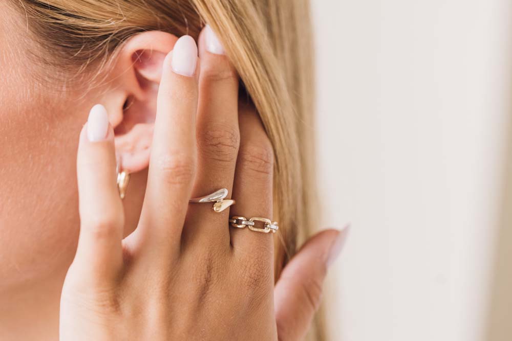 Bypass Ring in 10kt Yellow and White Gold