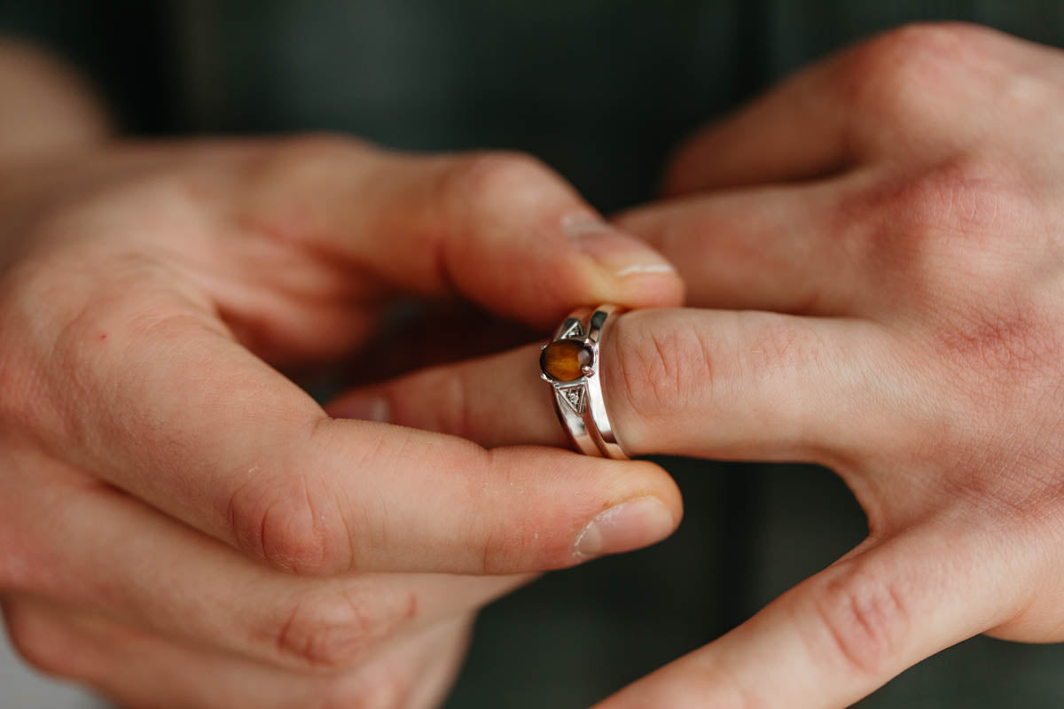 Mens Gold Tigers Eye Ring