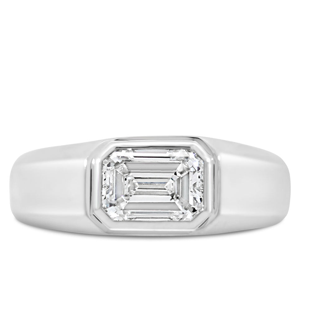 Emerald Cut East-West Lab Created Diamond Ring with 2.00 Carat TW in 14kt White Gold