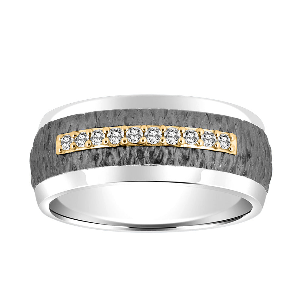 Ring with .16 Carat TW Diamonds in Silver an 10kt Yellow Gold