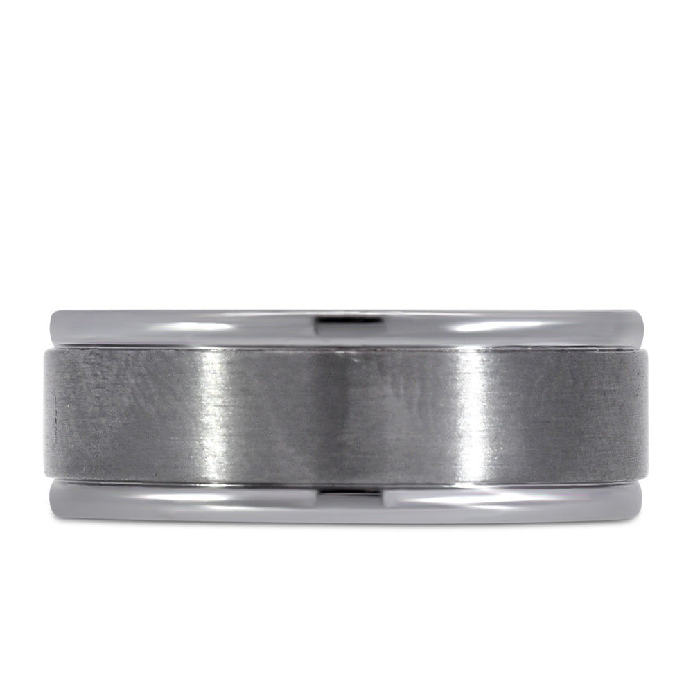 8MM Silver Tone Comfort Fit Wedding Band in Tantalum