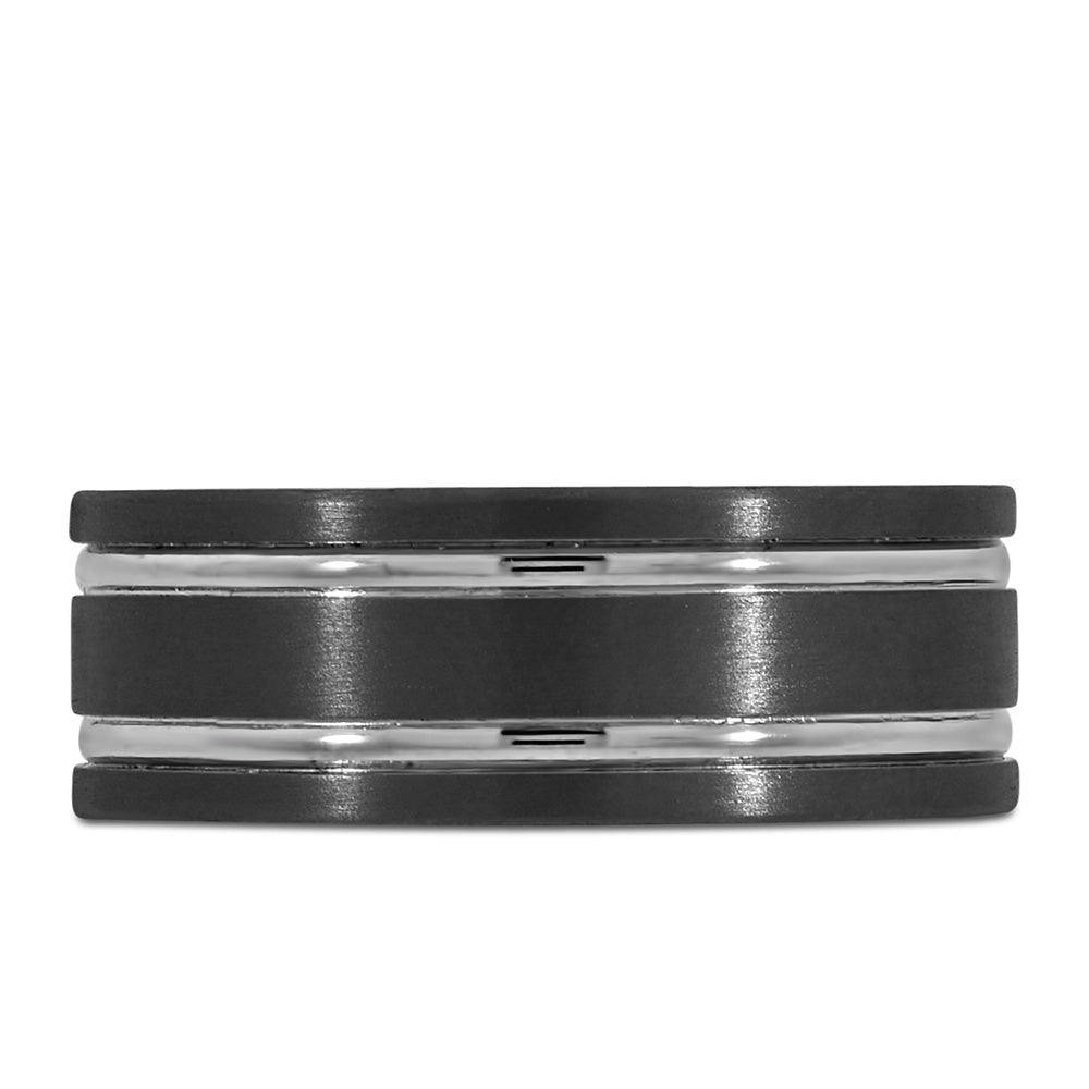 8MM Silver Tone Comfort Fit Wedding Band in Tantalum