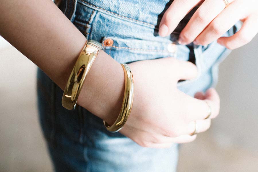 14MM Amelie Round Bangle in Gold Vermeil Sterling Silver