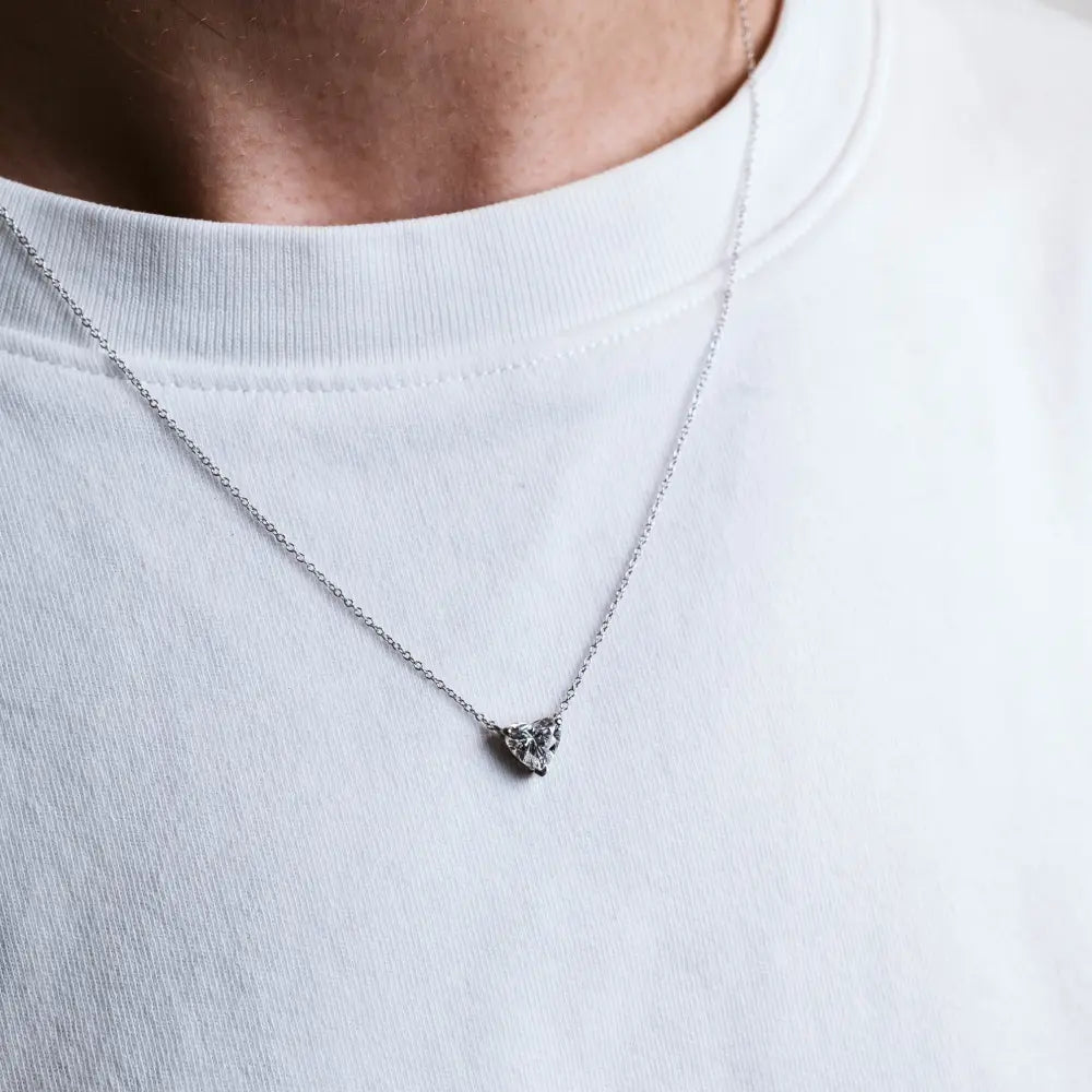Heart Necklace with 1.00 Carat Lab Created Diamond in 10KT White Gold