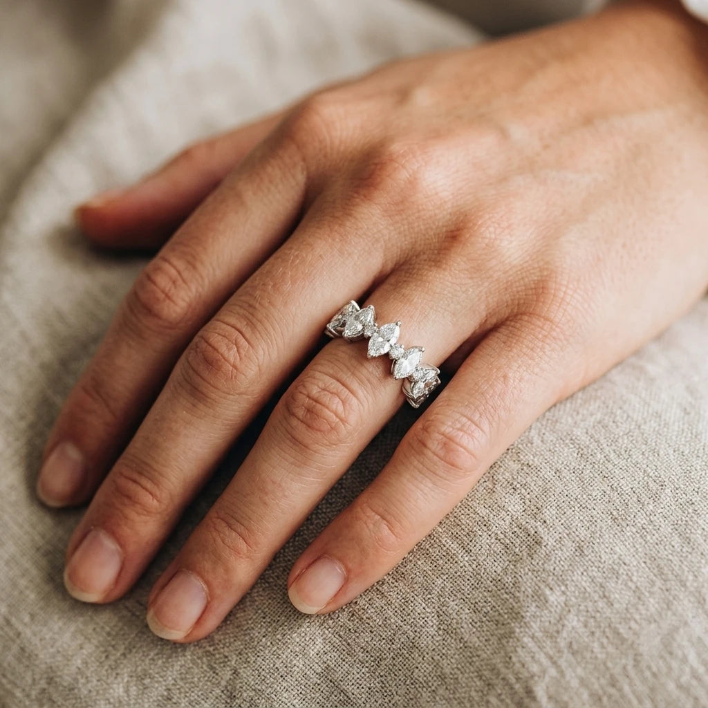 Diamond Ring — On Model - Jewelry Hands Detail | Generated by Modelize