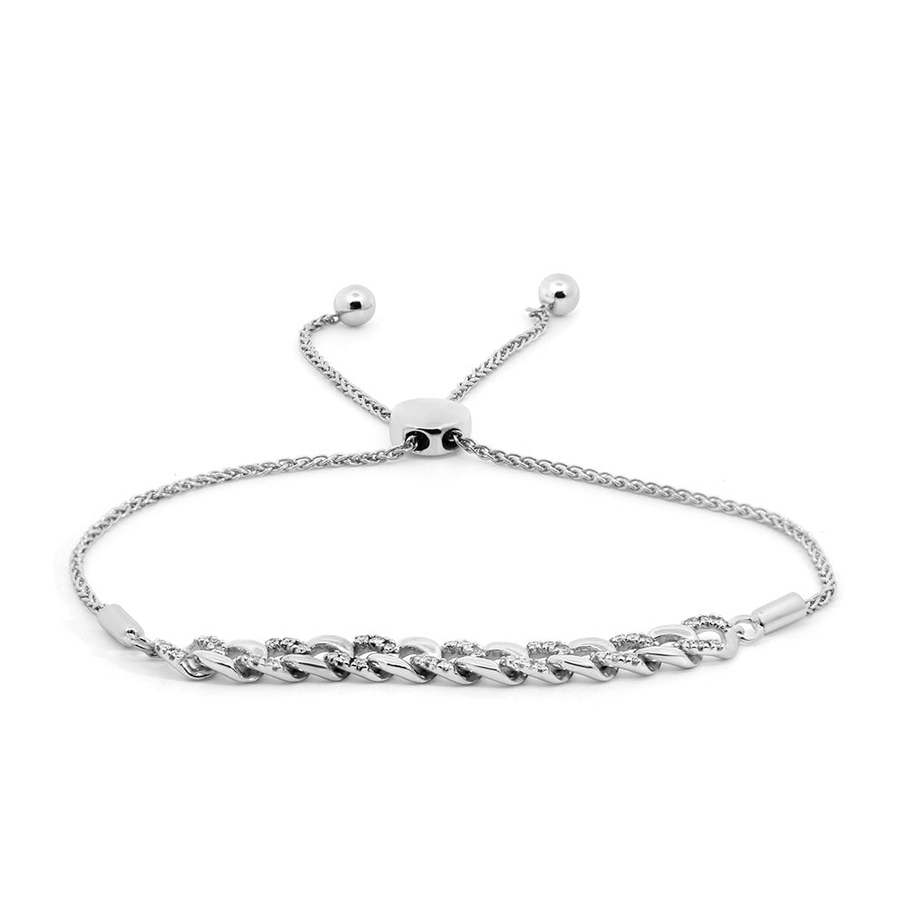 Adjustable Bracelet with .20 Carat TW of Diamonds in Sterling Silver
