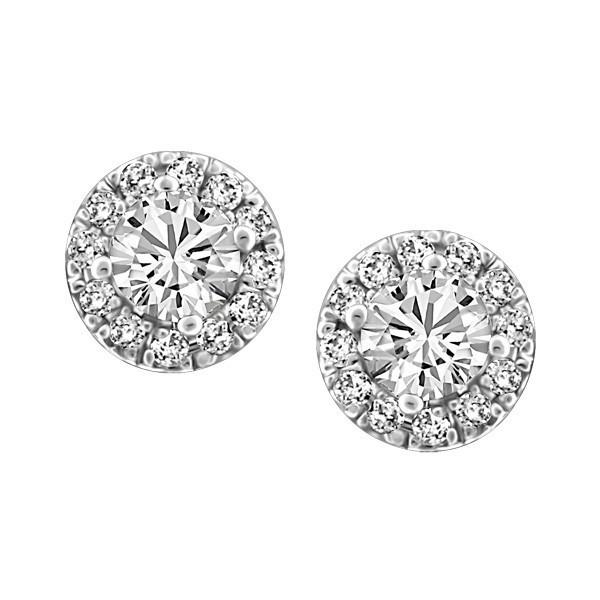 Fire of the North Halo Stud Earrings with .75 Carat TW of Diamonds in 14kt White Gold