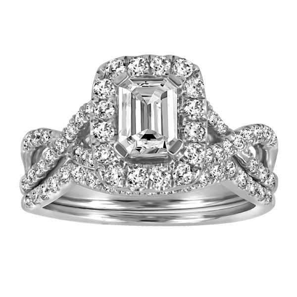 Bridal Set with 1.50 Carat TW of Diamonds in 14kt White Gold