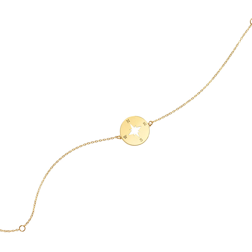 7" Compass Bracelet in 14kt Yellow Gold