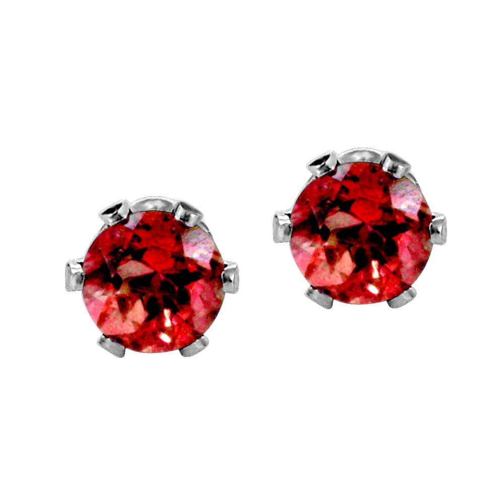 Childrens' Precious Forever Earrings with Ruby in 14kt White Gold