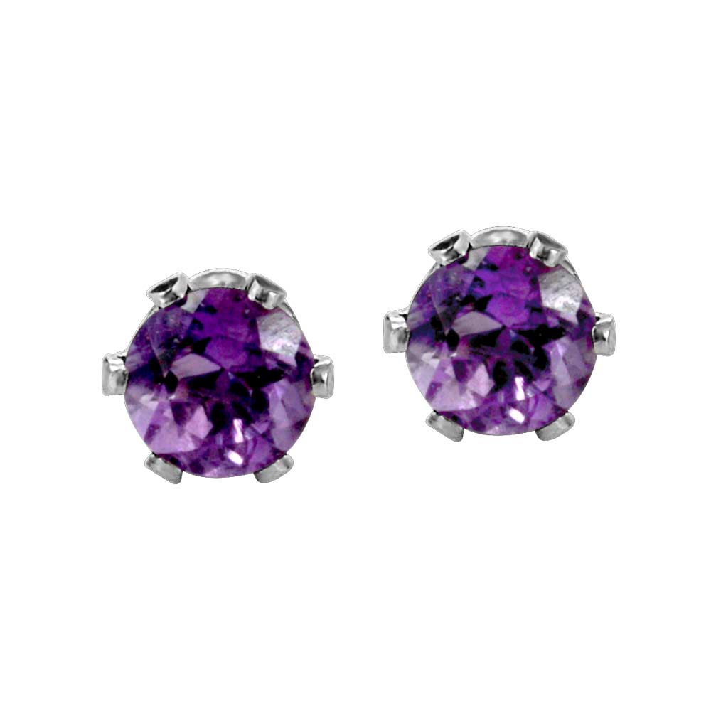 Childrens' Precious Forever Earrings with Amethyst in 14kt White Gold