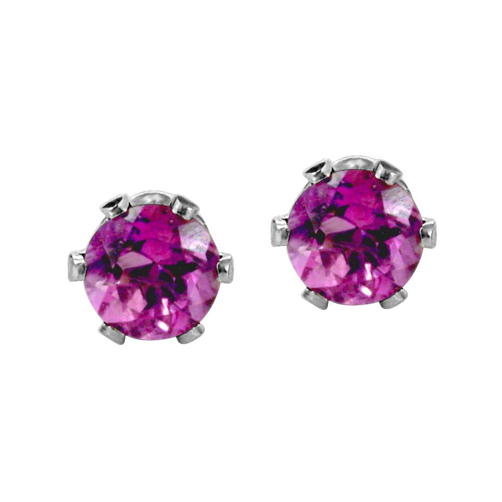 Childrens' Precious Forever Earrings with Pink Topaz in 14kt White Gold