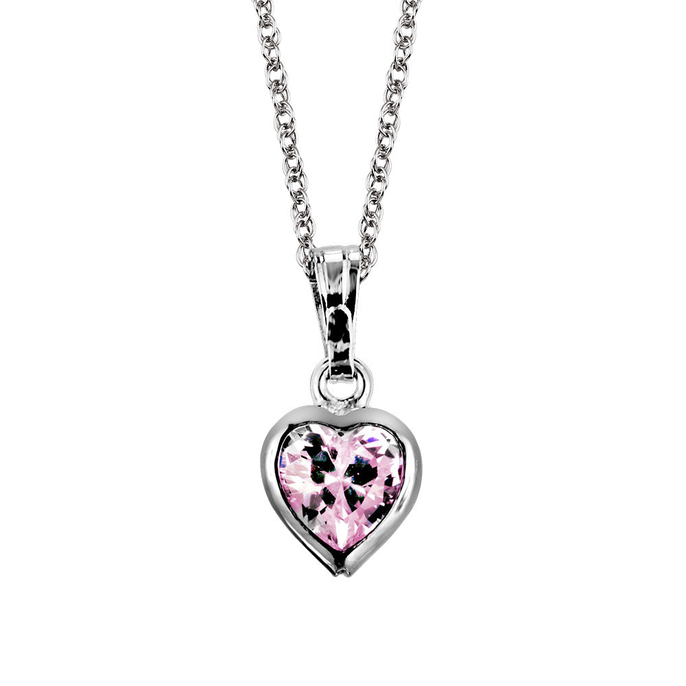 Childrens' Precious Forever Pendant with Pink Cubic Zirconia in Sterling Silver with Chain