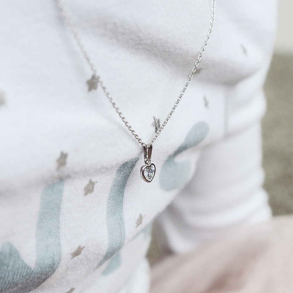 Childrens' Precious Forever Pendant with Cubic Zirconia in Sterling Silver with Chain