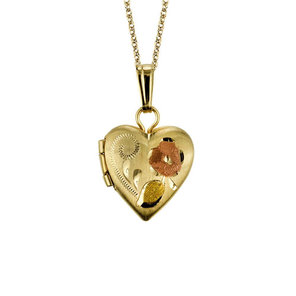Childrens' Precious Forever Heart Locket in 14kt White, Yellow and Rose Gold with Chain