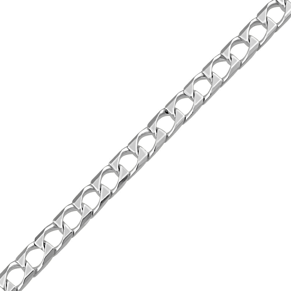 8" Square Curb Bracelet in Sterling Silver