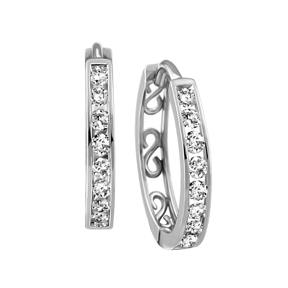 Hoop Earrings with .15 Carat TW of Diamonds in 10kt White Gold