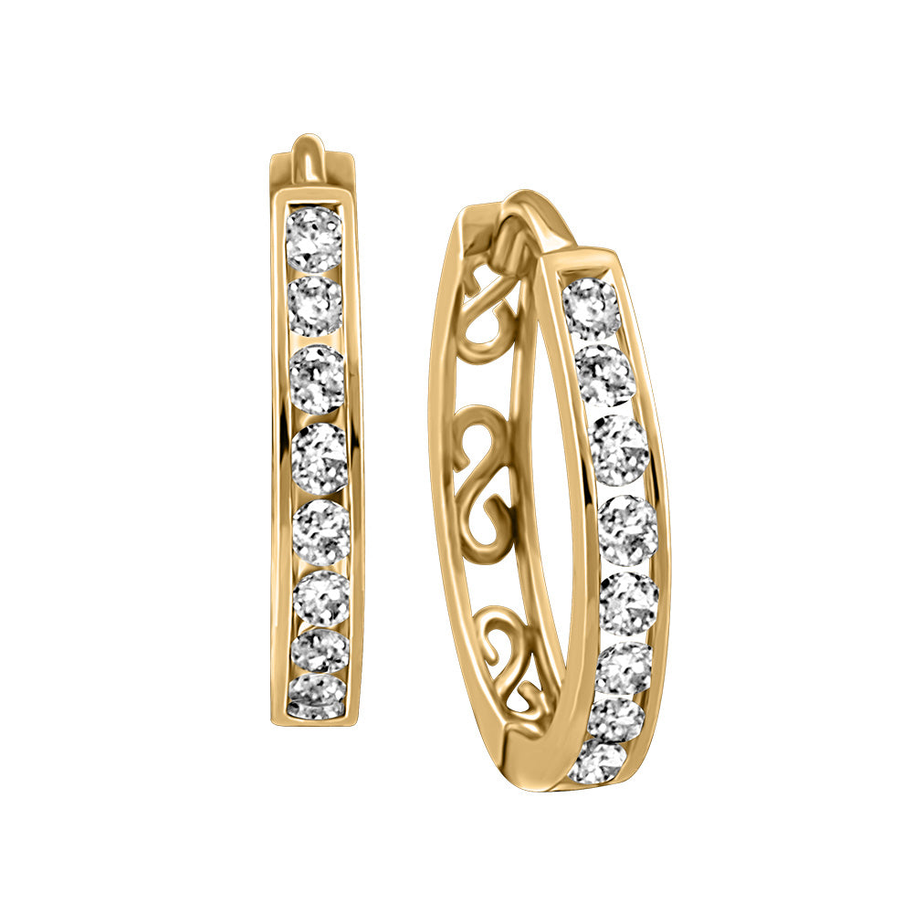 Hoop Earrings with .25 Carat TW of Diamonds in 10kt Yellow Gold