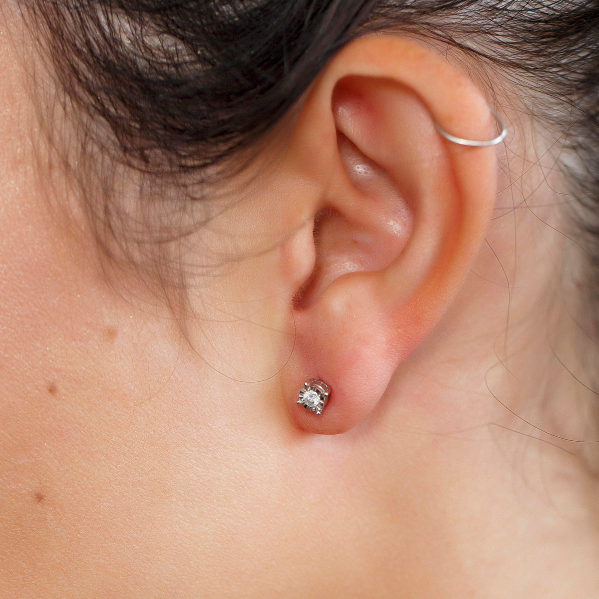 Stud Earrings with .15 Carat TW of Diamonds in 10kt White Gold