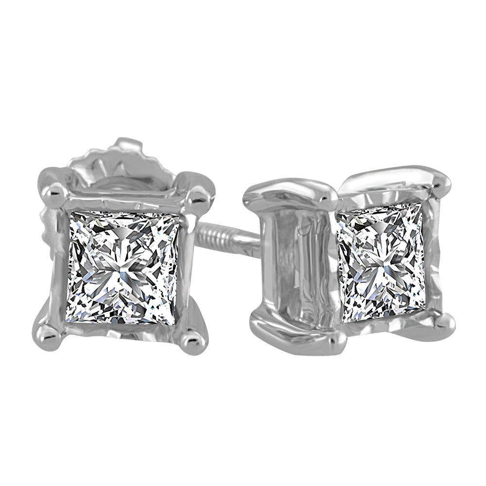 Stud Earrings with .10 Carat TW of Diamonds in 10kt White Gold