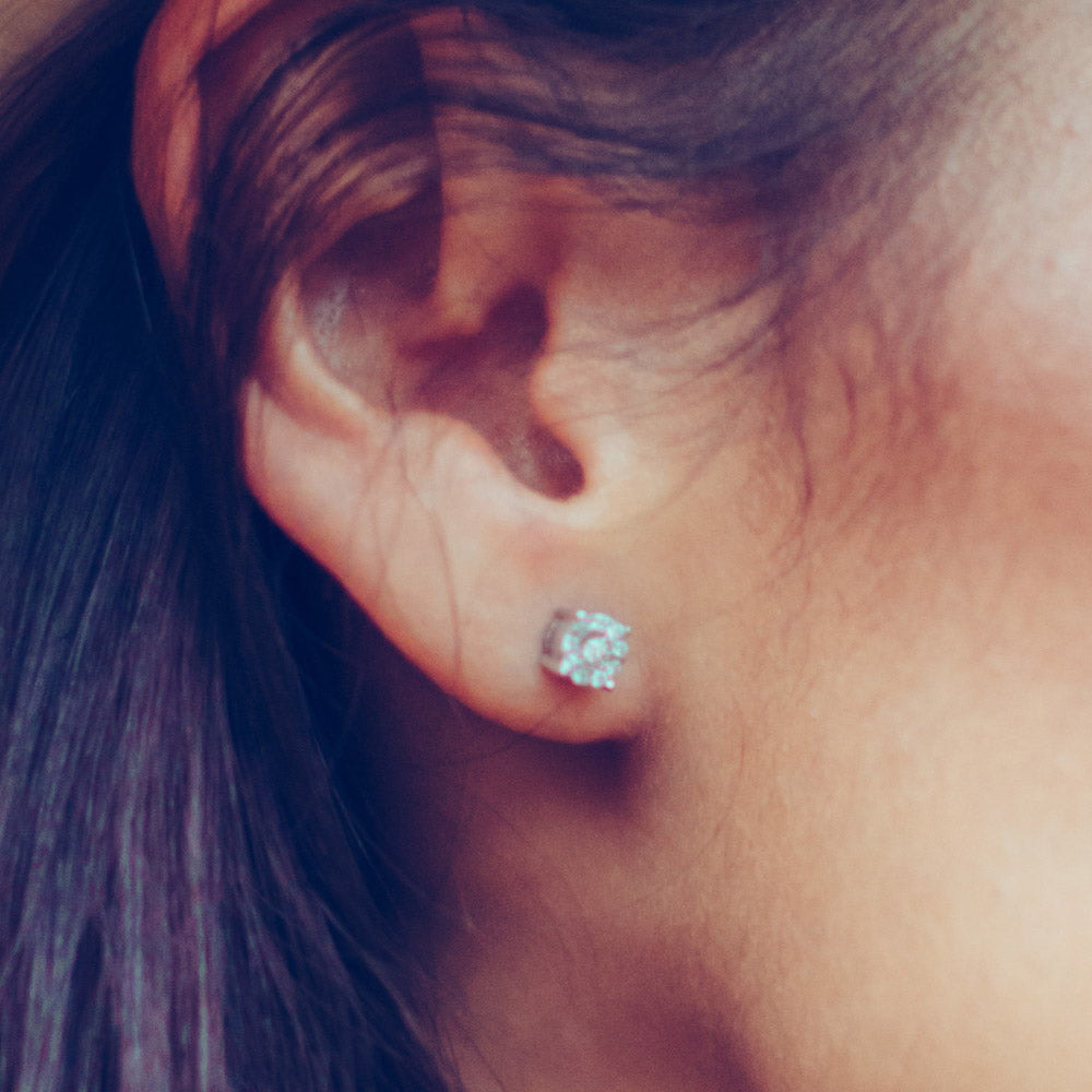 Cluster Earrings with .25 Carat TW of Diamonds in 10kt White Gold