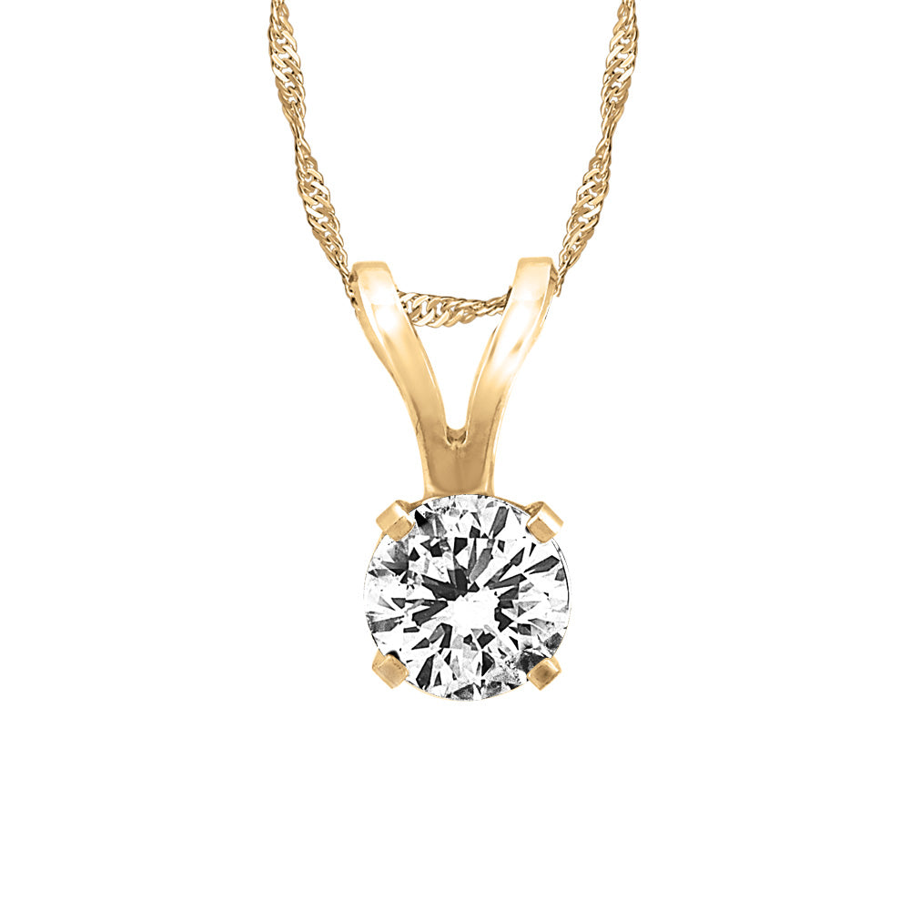 Pendant with 1.00 Carat Cubic Zirconia in 14kt White Gold with Chain
